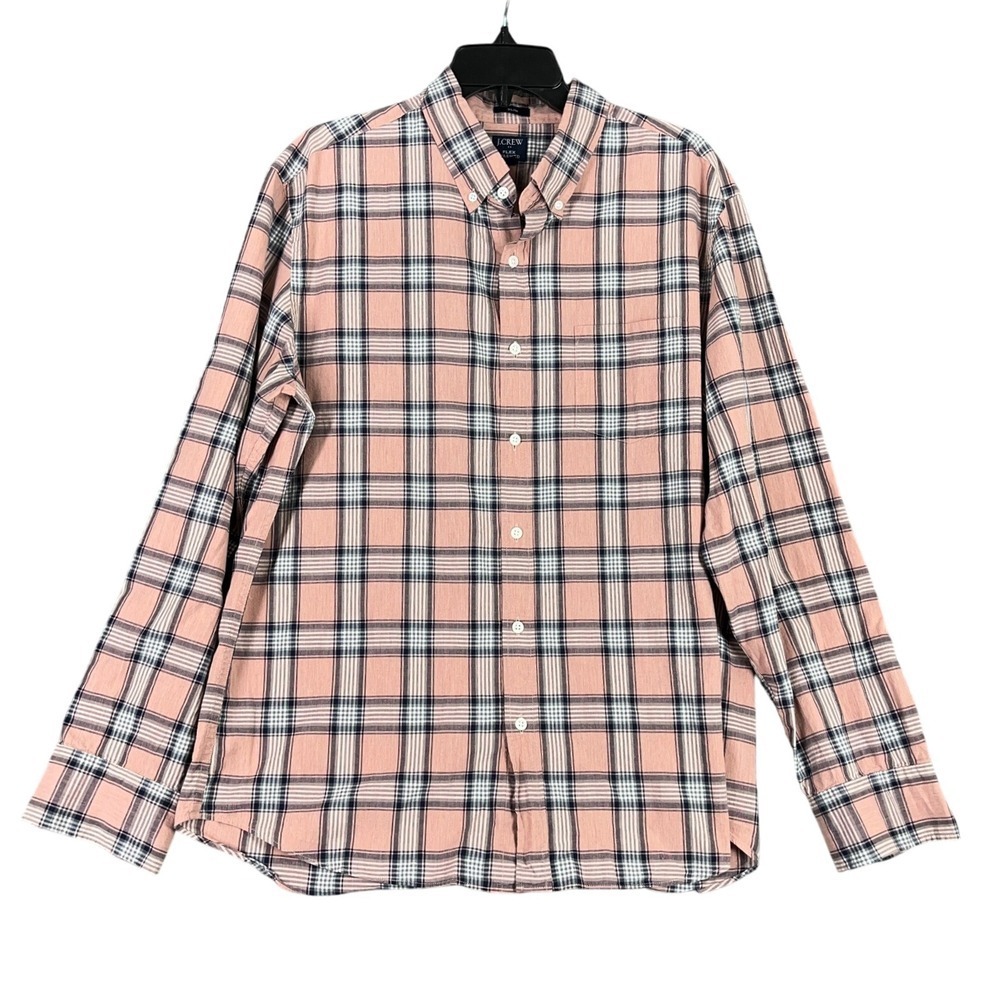 J.Crew Flex Washed Slim Fit Plaid Shirt Mens XL Classic Stretch Everyday Casual